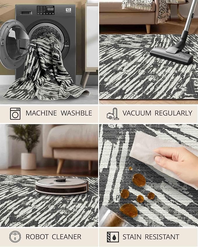 Latte&Fog 6x9 Area Rugs for Living Room Bedroom, Modern Abstract Washable Rug - Image 7