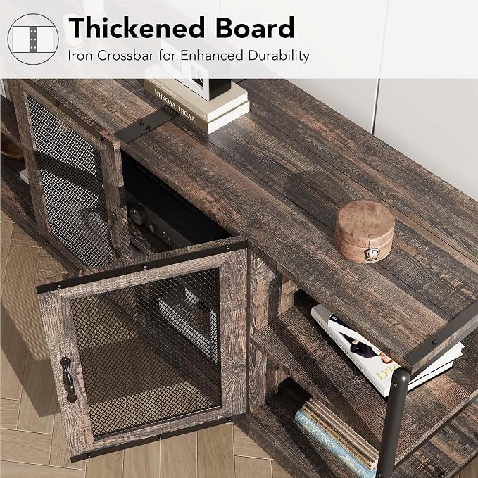 GarveeHome TV Stand for 65+ Inch TV, Rustic Entertainment Center TV Media - Image 6