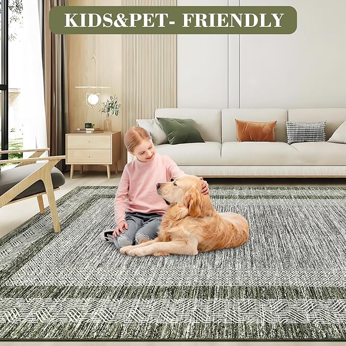 GarveeHome 2.5x8 Modern Bordered Runner Rug Soft Non Slip Washable Floor Carpet - Image 7