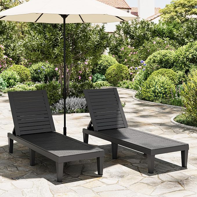 Outdoor Chaise Lounge Chairs Set of 4, 5-Position Adjustable Heavy Duty Tanning - Image 8