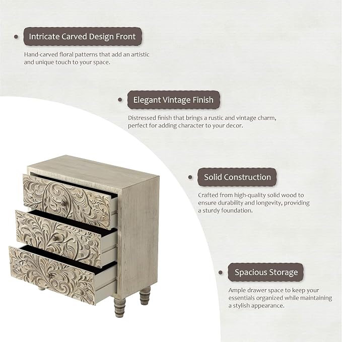 3 Drawer Farmhouse Dresser X 2P - Image 5
