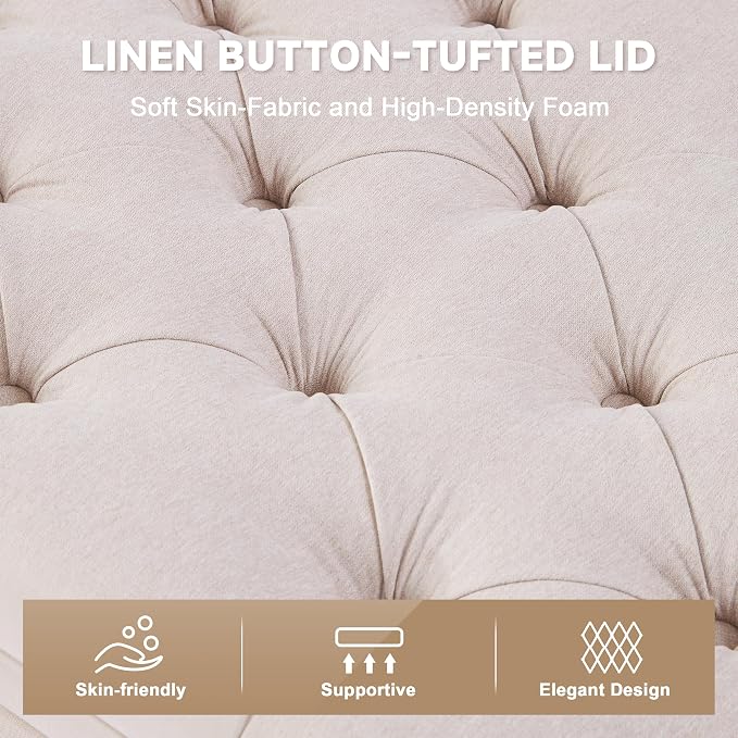 Mangodan 50" Storage Ottoman Bench, Tufted Ottoman - Image 6