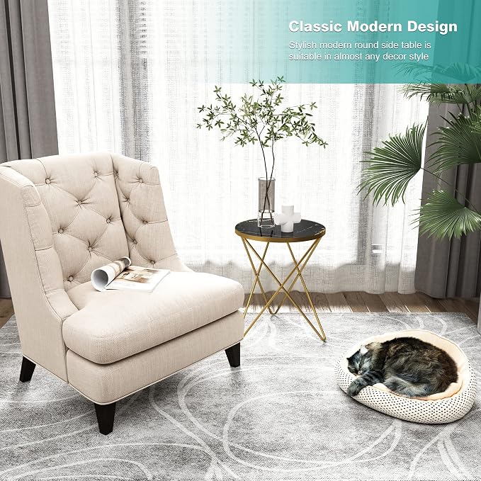 HLR Modern Round Side Table Set of 2, End Table - Image 7