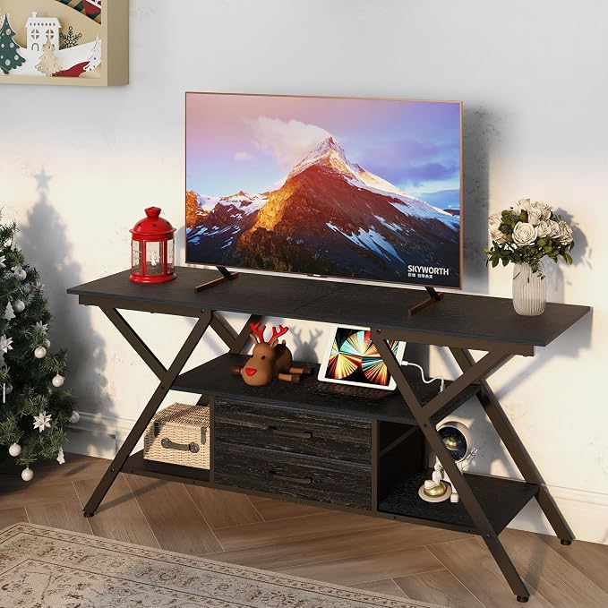 Simoretus TV Stand with Power Outlet and LED Lights, Fits TVs up to 65” - Image 3