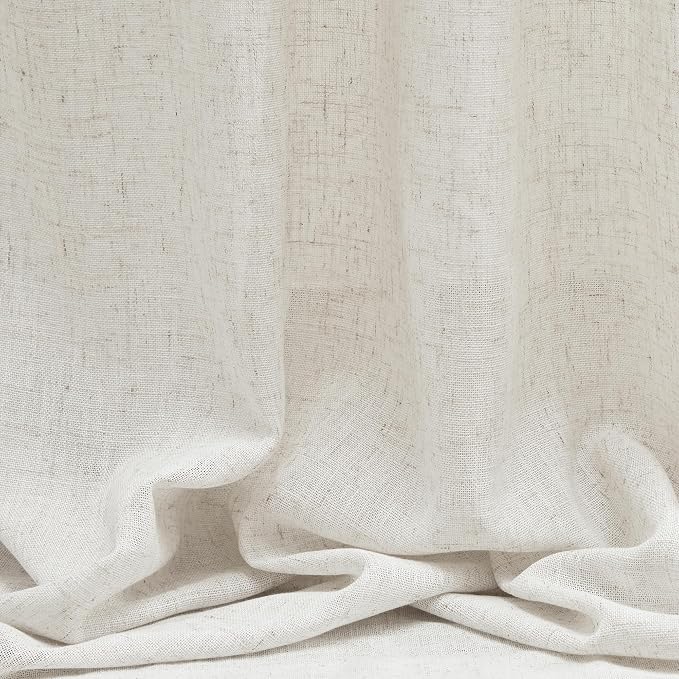 MYSKY HOME Linen Curtains for Sliding Glass Door, Back Tab Semi Sheer Curtain - Image 8