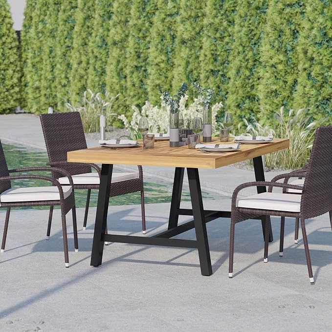 Flash Furniture Rafe Commercial Grade Acacia Wood Dining Table - Image 5