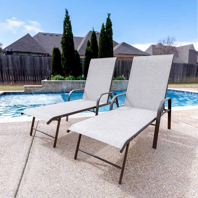 Crestlive Products Outdoor Chaise Lounge Chair, 5-Position Pool Lounge Chairs - Image 8