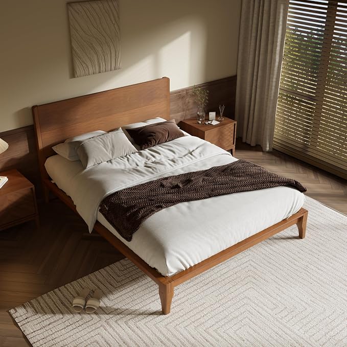 Merax Full Size Bamboo Platform Bed, Mid-Century Modern Bed Frame - Image 4