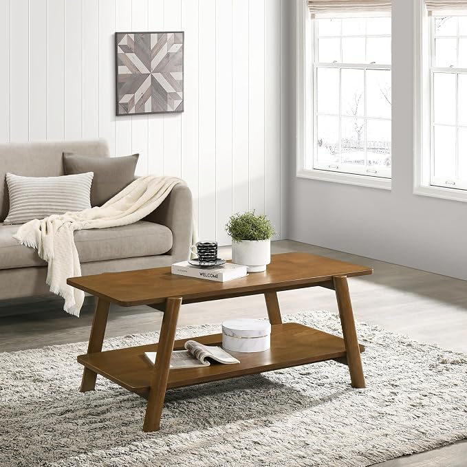 Mid-Century Modern Coffee Table 43 in, Wood Living Room Table by Noeko