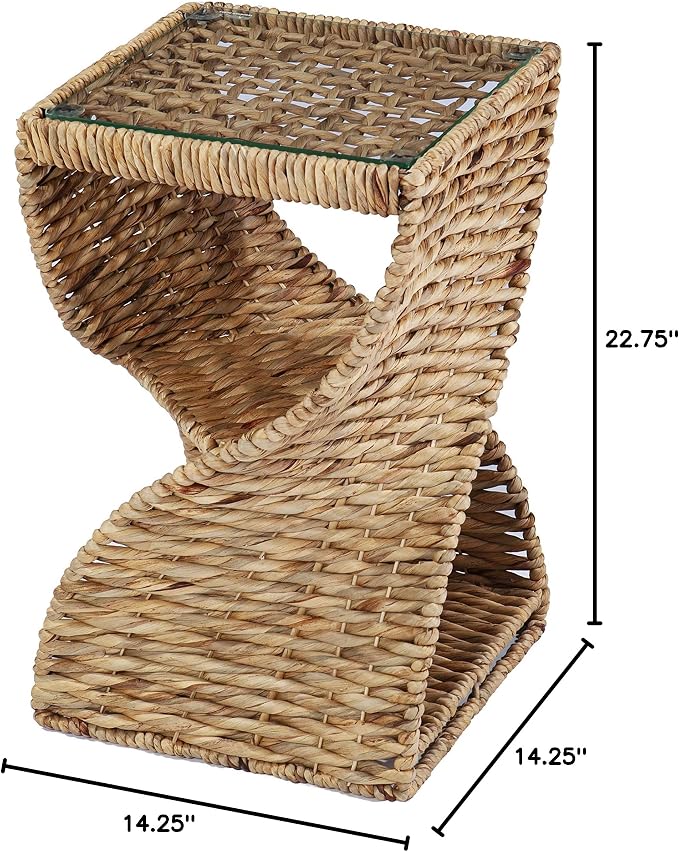 SEI Furniture - Nivala Water Hyacinth Accent Table - Bohemian Design, Natural - Image 7