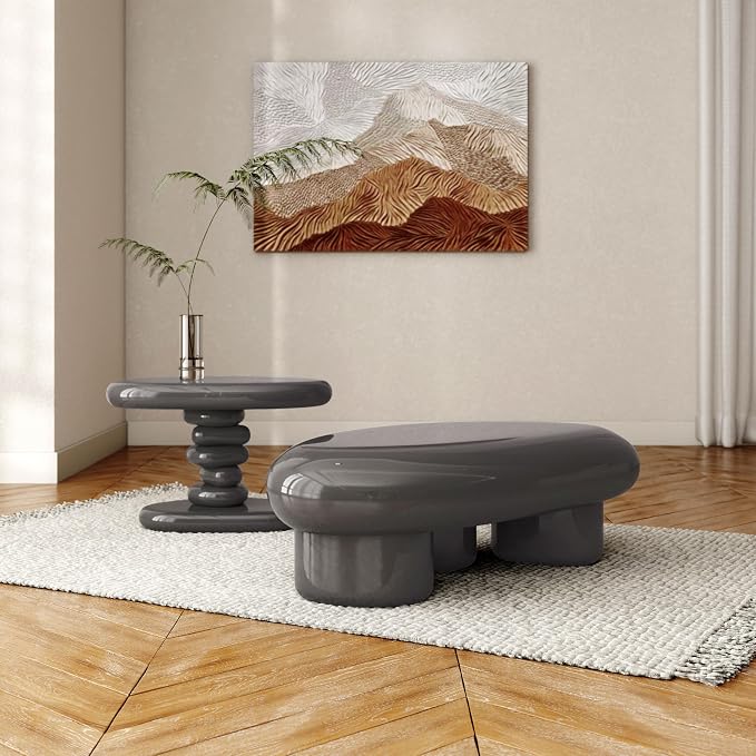 24/7 Shop at Home Kavren Modern 37-inch 2-Piece Oval Glossy Low Profile Coffee by 247SHOPATHOME