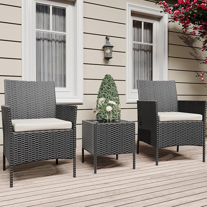 GarveeLife 3 Piece Patio Furniture Set, Rattan Outdoor Furniture - Image 6
