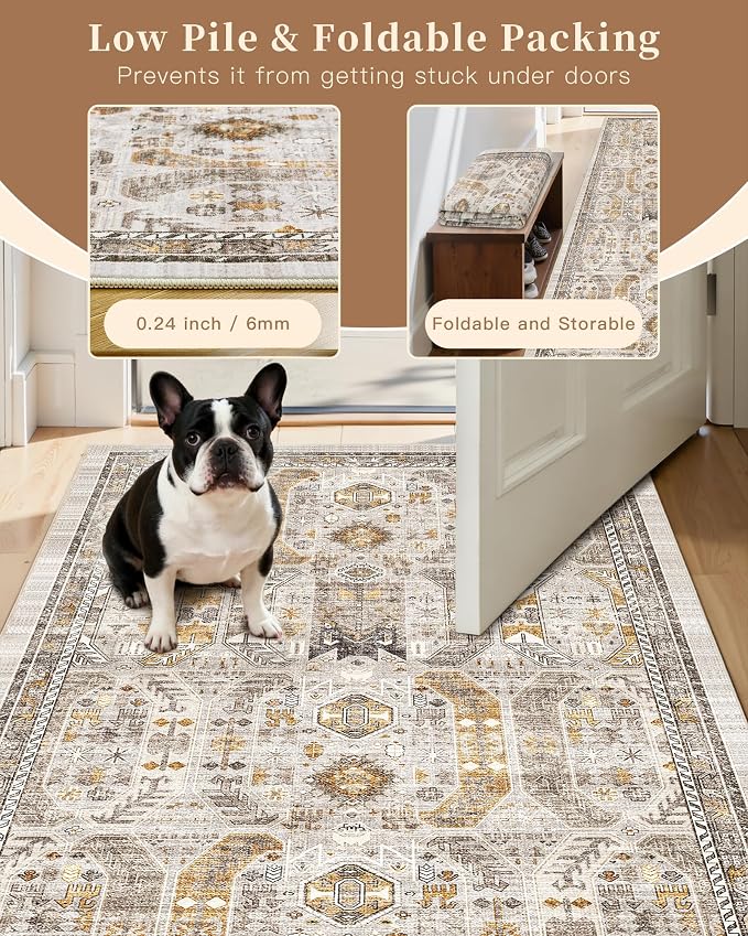Madane 6x9 Area Rugs for Living Room, Stain Resistant Washable Rugs, Non-Slip - Image 6