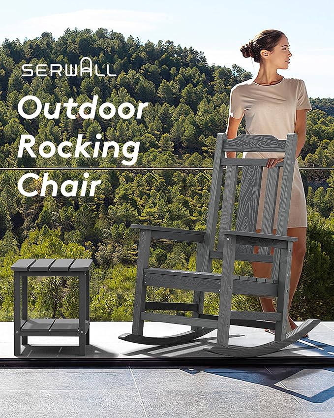 SERWALL Oversized Outdoor Rocking Chair Set of 2, All Weather Patio Rocking - Image 4