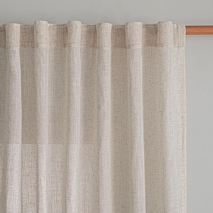 MYSKY HOME Natural Linen Living Room Curtains, Extra Long Semi Sheers Light by MYSKYHOME