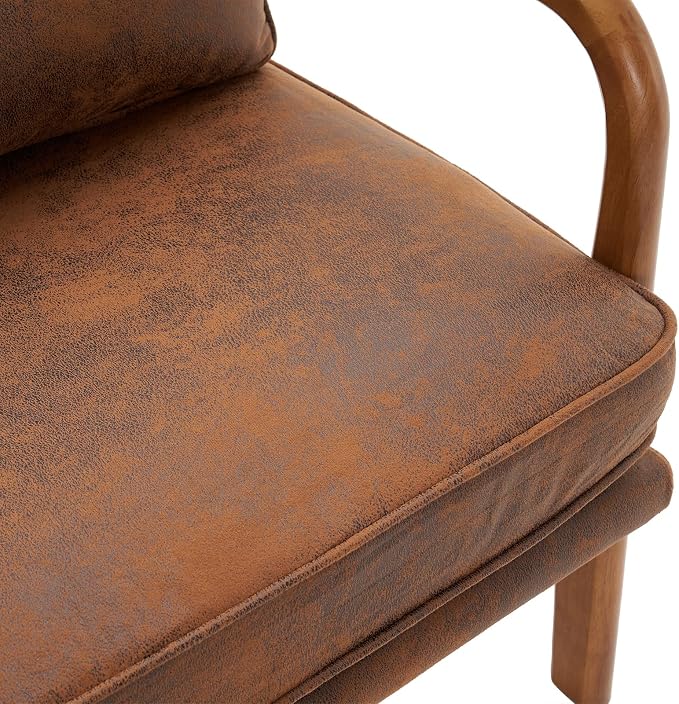 Bonnlo Microfiber Rustic Accent Chairs Set of 2, Upholstered Mid Century Modern - Image 9