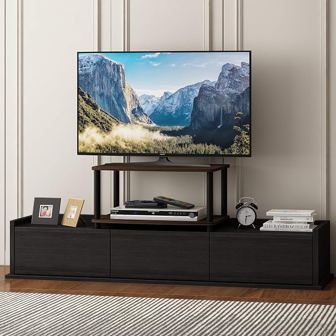Furinno TURN-N-TUBE TV Riser Stand, 2-Tier Small Elevated No Tools TV Stand - Image 4