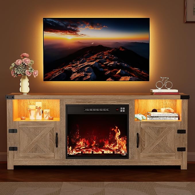 YESHOMY LED Fireplace TV Stand by SearchallYESHOMY