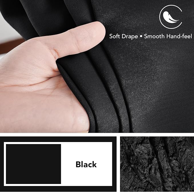 Deconovo Blackout Curtains, Thermal Insulated, W70 x L63 2 Panels, Back Tab - Image 7