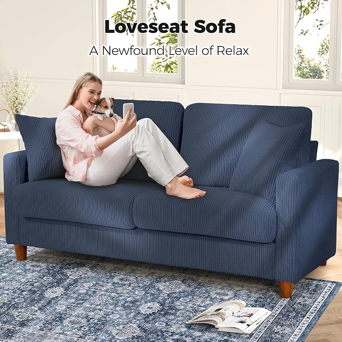 Kidirect 70in Corduroy Couch, Sofa No Tool Assembly, Comfy Couches - Image 7