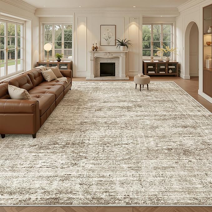 10x14 Area Rugs for Living Room, Non Slip Machine Washable Vintage Rugs by Soalmost