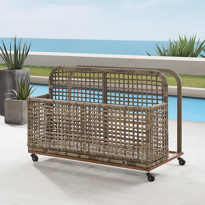 Crosley Furniture Ridley Wicker Outdoor Storage Pool Caddy - Image 5