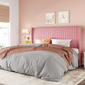 Allewie King Size Velvet Bed Frame/Vertical Channel Tufted Wingback by Allewie