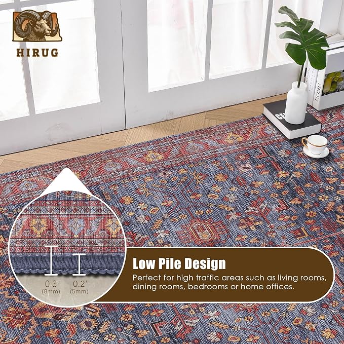 Washable Area Rug 9' x 12' Vintage Traditional Persian Mat - Image 5