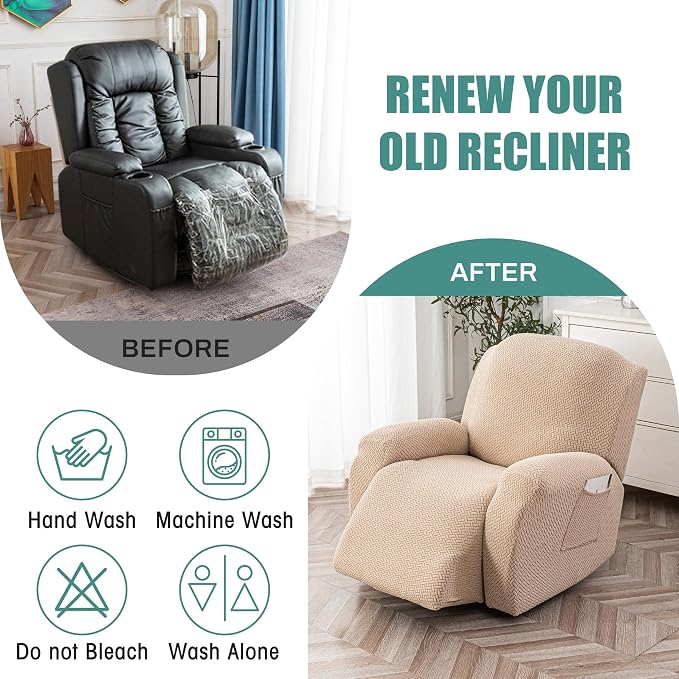 Genina Recliner Chair Cover, Stretch Reclining Chair Covers, Recliner Sofa - Image 5