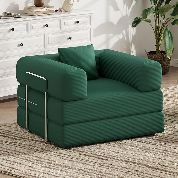 BSHOMGI Folding Sofa Bed, 2 in 1 Convertible Sofas to Lounger Comfy Single Bean by BSHOMGI
