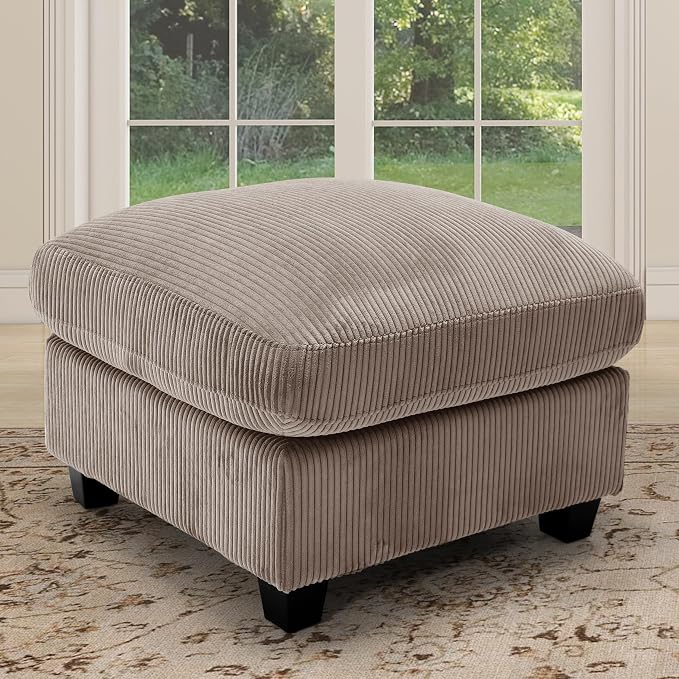 HAOMARKETS Corduroy Sofa Set, Upholstered Ottoman Footrest, Modern Living Room by HAOMARKETS