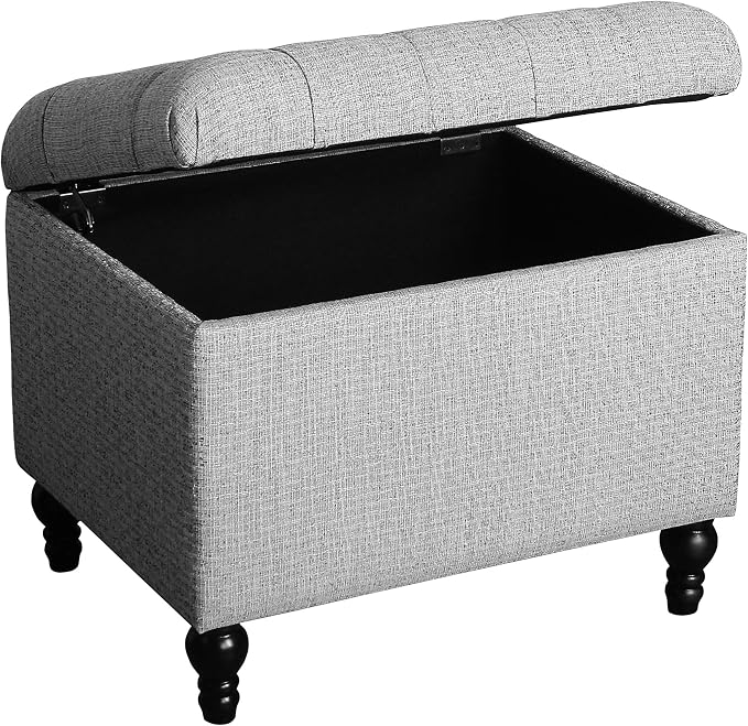 Homepop Home Decor | Upholstered Button Tufted Storage Ottoman | Hinged Lid - Image 6