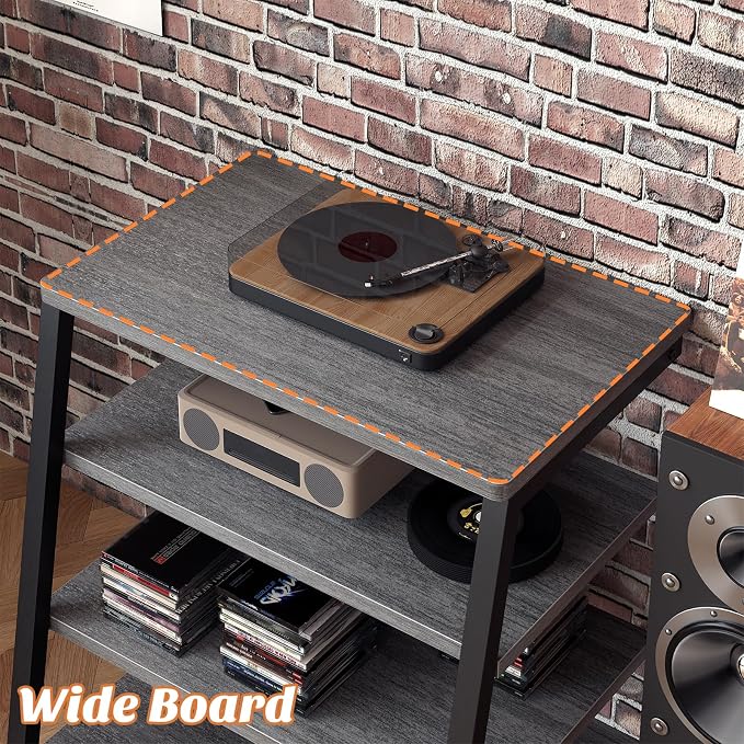 Besiost AV Media Stand with Outlets, Media Console with LED Lights, Stereo - Image 4