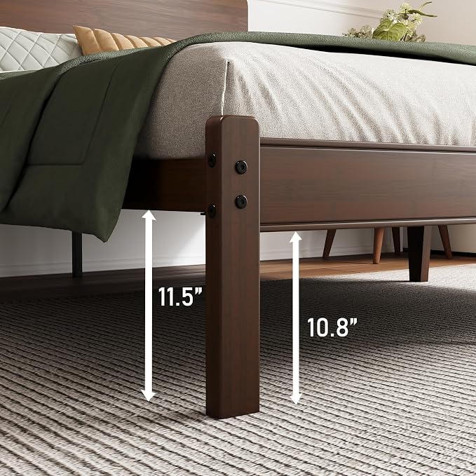BOSRII 14in High Solid Bamboo Wood Platform King Size Bed Frame - Image 6
