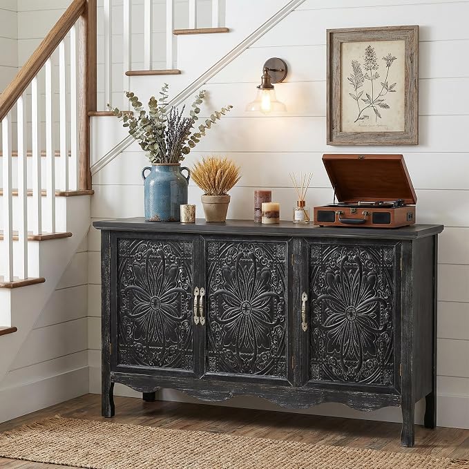 RoyalCraft Buffet Cabinet with Storage, Vintage Solid Wood Sideboard with 3 - Image 6