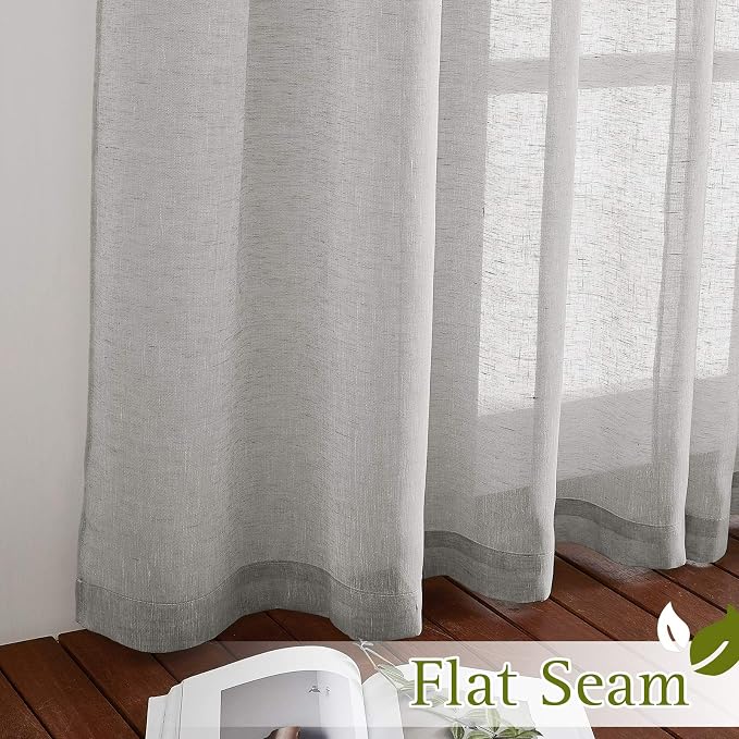 NICETOWN Linen Textured Semi Sheer Curtains 72 inches Length, Eyelet Top - Image 7