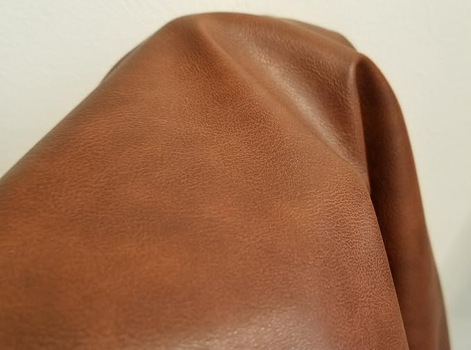 NAT Leathers | Tan Mid Brown Soft Faux Vegan Leather PU | 25 Yard Roll Cut by - Image 2