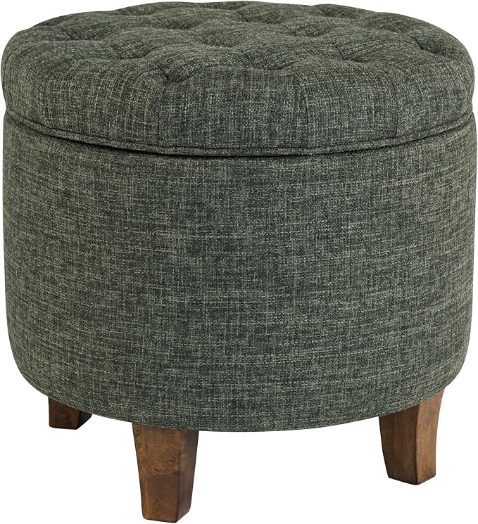 Homepop Home Decor | Upholstered Round Tufted Foot Rest Ottoman | Ottoman - Image 9