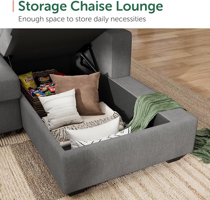 HONBAY Sleeper Sofa Bed with Storage Chaise, Sectional Couch with Pull Out Bed - Image 5