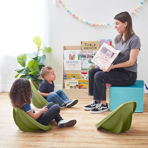 ECR4Kids Plastic Leaf Scoop Floor Rocker Seat, Classroom Furniture, Fern Green - Image 10