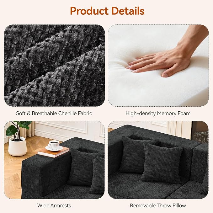MONVANE Modular Sectional Sofa, Oversized 8 Seat Convertible U Shaped Couch - Image 5