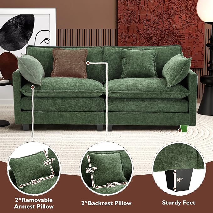 Ihanherry Cloud Sofa 77 Inch Loveseat, Modern Sectional Couch, 2-Seats Sofa - Image 6