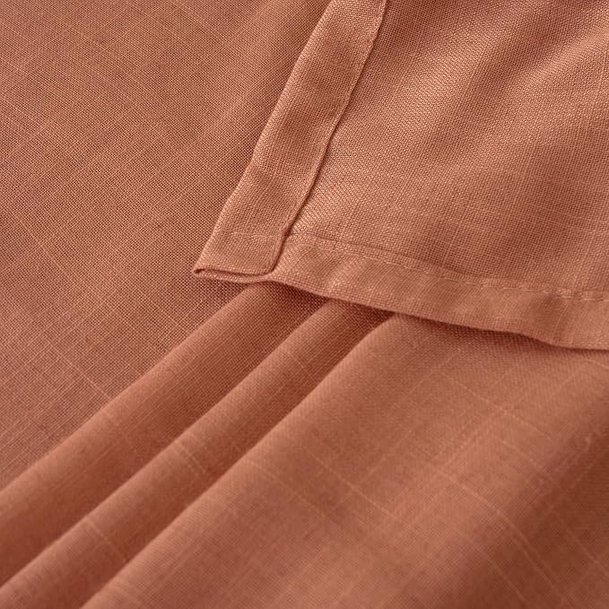 BGment Terracotta Short Linen Curtains 48 Inch Length, Burnt Orange Light - Image 8