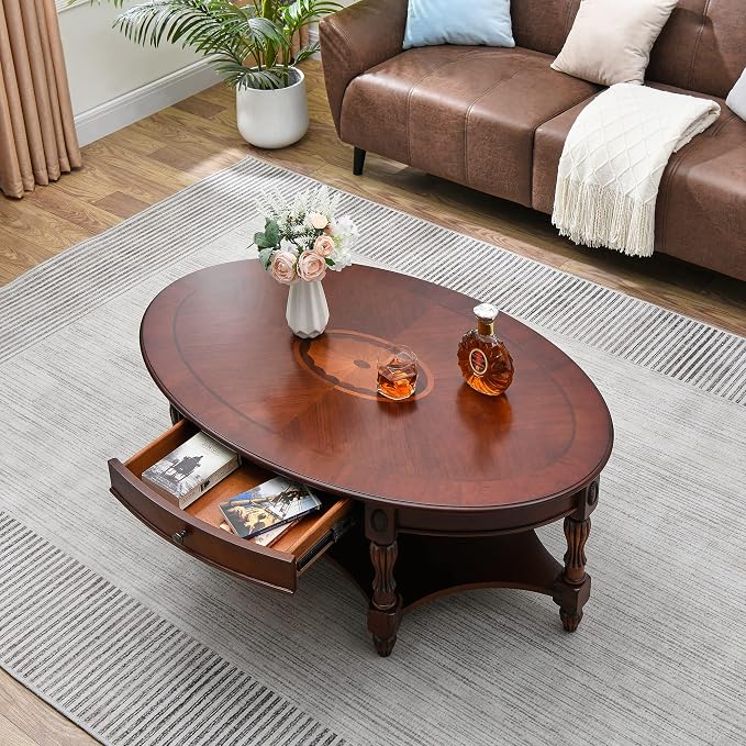 Solid Wood Oval Coffee Table by JESONVID