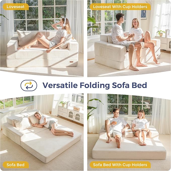 MAXYOYO Loveseat Sofa Bed, 4 in 1 Convertible Boneless Couch Folding Recliner - Image 4