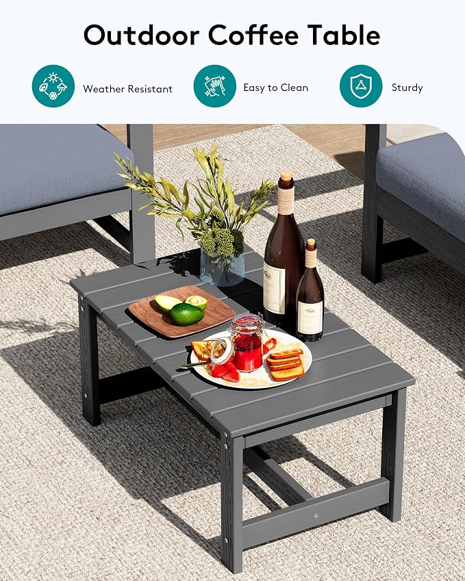 SERWALL 3 Pieces HDPE Outdoor Bistro Sofa Set - Image 5