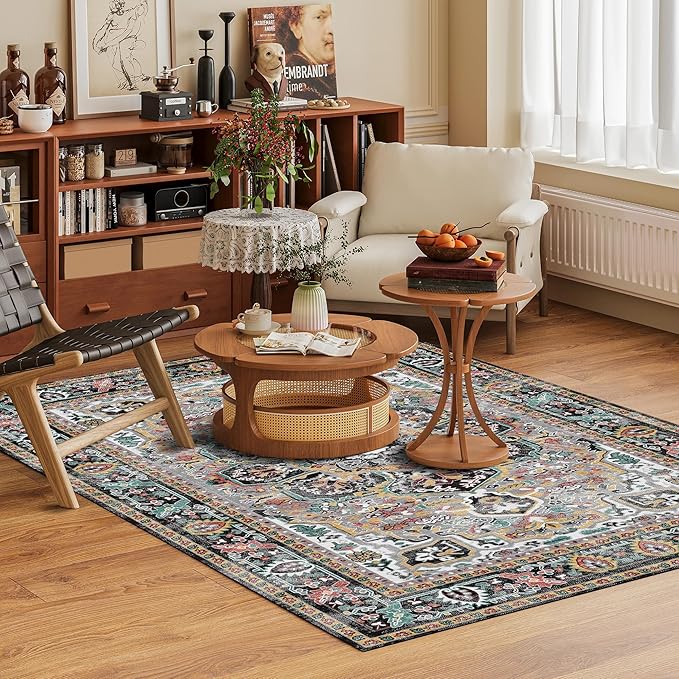 Washable Area Rug 8' x 10' Vintage Traditional Persian Mat - Image 2