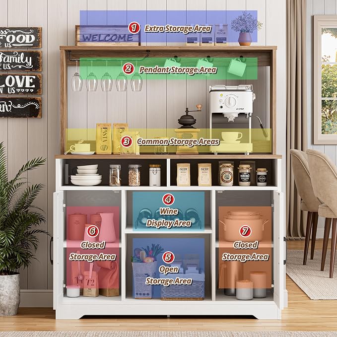 IRONCK 58" Farmhouse Coffee Bar Cabinet - Image 5