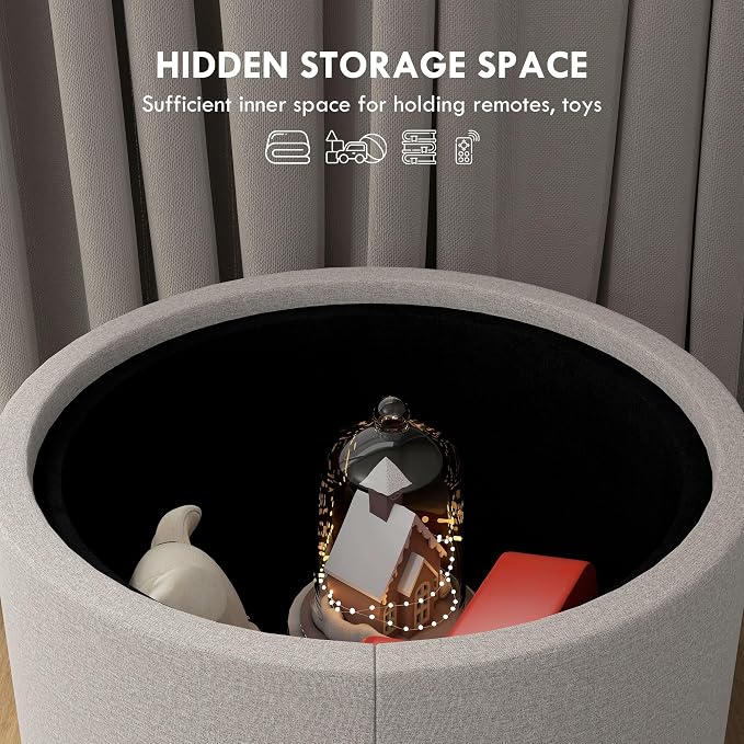 HOMCOM Round Storage Ottoman - Image 5