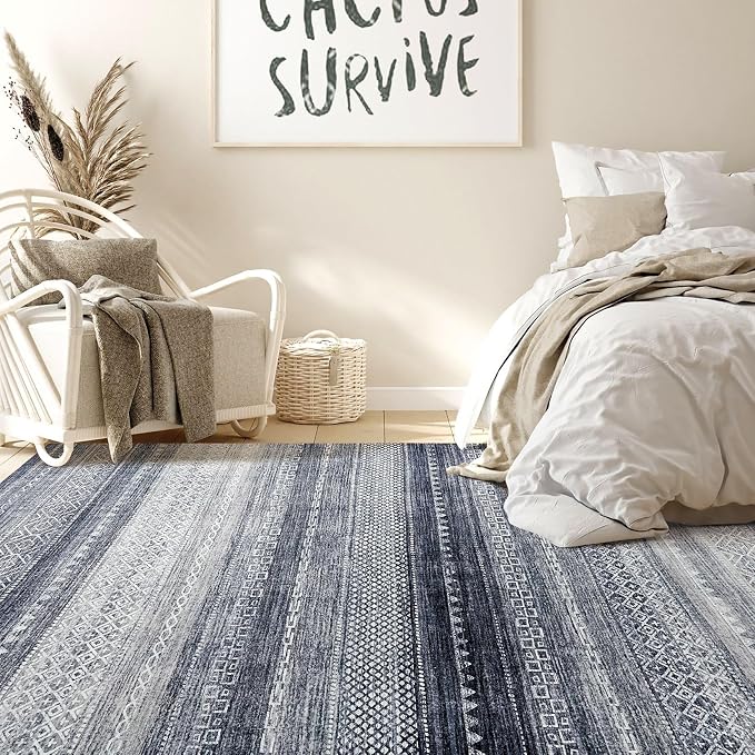 Nakagishi 5x7 Area Rugs Living Room: Washable Boho Large Neutral Soft Rug - Image 6